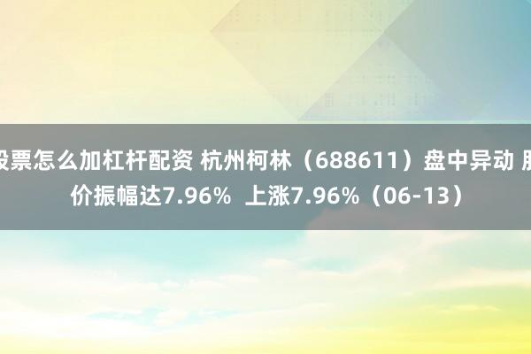 股票怎么加杠杆配资 杭州柯林（688611）盘中异动 股价振幅达7.96%  上涨7.96%（06-13）